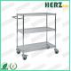 3 Layers Stainless Steel Wire Shelves , ESD Trolley For Control EPA Internal Transport Risks