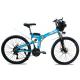Blue Folding Full Suspension Electric Mountain Bike 26 Inch Wear Resistant