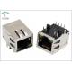Right Angle 8P8C RJ45 Female Connector 10 / 100 Base - T Magnetic With G / Y LED Pipes