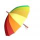 Wooden Handle Rainbow Coloured Umbrella Durable Fabric 14 Ribs 105cm Length
