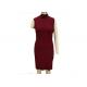 Burgundy High Neck High Neck Casual Dresses , Comfortable B Slim Dresses For Ladies