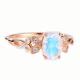 Fashion Jewelry Genuine Blue Moonstone Ring 925 Sterling Silver Plated Rose Gold