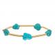 Blue Irregular Turquoise Bracelet Spring Link Chain Gold Plated