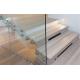 Modern Straight Flight Staircase 12mm Tempered Glass Railing Indoor Decoration