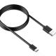 Durable Black 1M USB Type C Data Cable PVC Injection 5V 2.1A