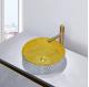 OEM Sturdy Glass Wash Basin Gold Color Interior 120mm Height