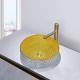 OEM Sturdy Glass Wash Basin Gold Color Interior 120mm Height