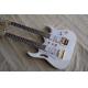 Custom shop white color double necks electric guitar 6+12 strings maple fingerboard basswood body free shipping