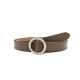 Taupe Color Women's Fashion Leather Belts With Simple Silver Round Buckle 2.5cm