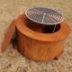 Large Outdoor Heater Round Corten Steel Outdoor Fire Table With T Shape Legs