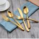 China Supplier Stainless Steel Flatware Set Kitchen Cutlery Dinner Knife Fork Spoon With Gold Color
