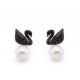 Elegant Pearl Drop Earrings for Women Jewelry, Black Diamond Swan Stud  Design Earring for Women