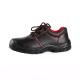 Embossed Cow Leather PU Sole Black Footwear Lace up Closure Worker Safety Shoes