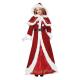 Adult Women's Christmas Costume Russian Red Queen's Long Dress with Hooded Shawl