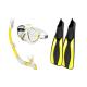 Adults Diving Snorkel Set Yellow Color With Anti - Fog Coated Tempered Glass