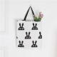 Multi Purpose Cute Canvas Shopping Totes Pocket Inside Rabbit Print Bag