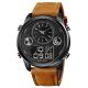 Trend Design Watch Men Clock Wrist Watch Leather Two Time Zone Watches for Men 1653