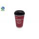 16oz Disposable Hot Liquid Paper Cups Leakproof Colorful Embossed Surface