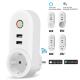 Smart WiFi Power Plug Outlet Socket with 2PCS USB Port App Control Timer Function Compatible with Amazon Alexa Google