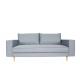 Fabric sofa three seater couch grey pure sponge padded seat cushion french stitching wood legs