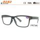 Rectangle fashion reading glasses with silver metal parts,plastic hinge,suitable for men and women