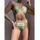 Elasticity Female Underwear Sets Green Solid Color Panti Bra Ladies