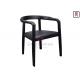 Leather Upholstered Ash Wood Dining Chair Black Lacquered Curved Backrest