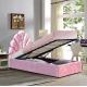 Pink Upholstered Queen Beds Gas Lift Up Storage Platform Bed Frame