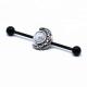 Black body piercing jewelry industrial slider with dichroic opal moon charm