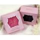 Pink Elegant Custom  Paper Boxes / Hot Stamping Logo Gift Square Box With Window