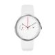 Red hand white face japan movt quartz watch stainless steel with white leather strap