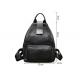 Casual Vintage Large Womens Backpack Bags , Lady Solid School Black Leather Rucksack