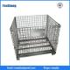 Collapsible wire mesh storage containers for warehouse rack