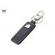 Shiny Nickel Mens Leather Key Holder With Laser Engraved Stainless Sheet Logo