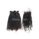 No Shedding No Tangle Mongolian  8A Virgin Hair With Kinky Curly Lace Closure
