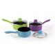 Colorful 14 CM Stamped Aluminum Milk Pan With Nonstick Coating