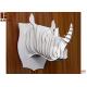 KD animal head decoration carved wooden rhino from China DIY home wall decoration