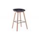 Hollowed Backrest Black Tall Bar Stools 75cm Leather Bar Stools With Wooden Legs