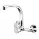 2 Hole Chrome Kitchen Mixer Faucet Wall Installation Single Lever Swivel Sink Tap