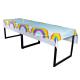 Rainbow Printed PE Plastic Fitted Table Covers Disposable 54 × 108 Inch Rectangular Shape