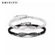 8.7in 7g Sterling Silver Jewelry Bracelets 3A CZ Black String Bracelet