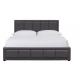 Factory Price Dark Grey Double Size Linen Fabric Wood Upholstered Bed