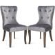 Tufted Dining Chairs With Arms , Studded Knocker Ring Accent Arm Chair Grey Fabric