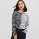 Antumn Women Contrasting Stripes Long Sleeve T-shirt