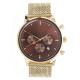 Brown face gold plated stainless steel watch case with gold mesh strap