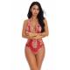 Luxury Deep V Sexy Bodysuit Lingerie Adult Flower Embroidery Lace Stitching Jumpsuit