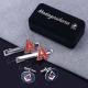 Zinc Alloy Brass Cufflink And Tie Bar Set With Custom Logo