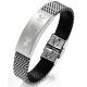 Tagor Stainless Steel Jewelry Super Fashion Silicone Leather Bracelet Bangle TYSR053