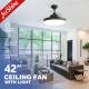 DC Silent Motor LED Retractable Ceiling Fan Light 6 Speed Remote Control