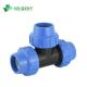 45deg Light Blue Equal Tee Fitting PP Compression Plastic Fittings for Irrigation System